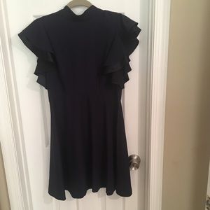 Blue ruffle sleeved dress